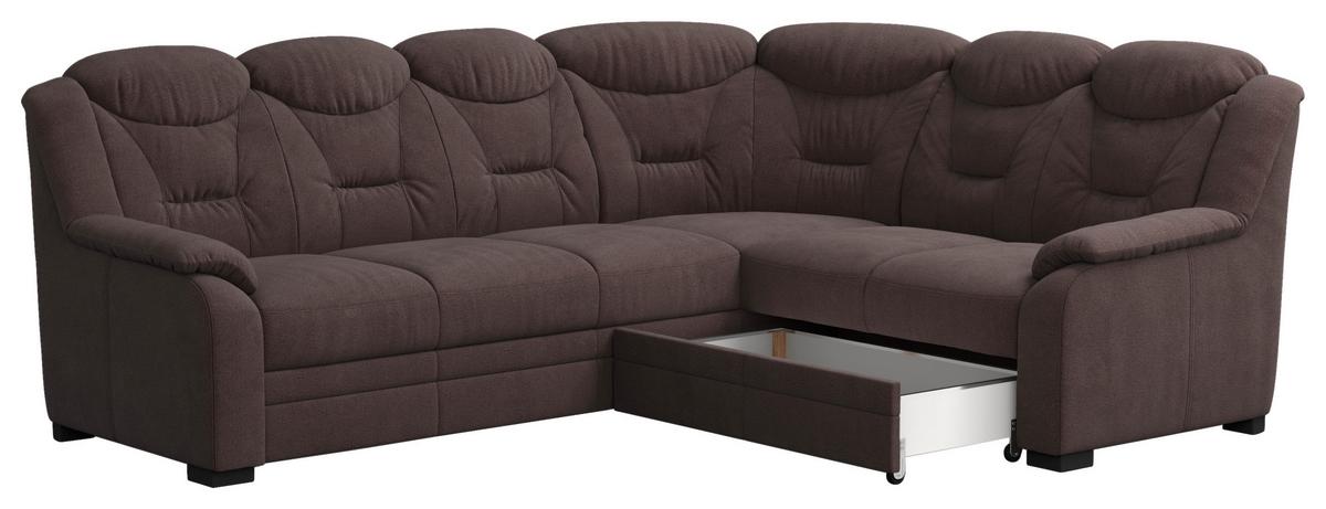 Ecksofa Marcus Braun S: 263x211 cm - Schwarz/Braun, Basics, Textil (263/211cm) - MID.YOU