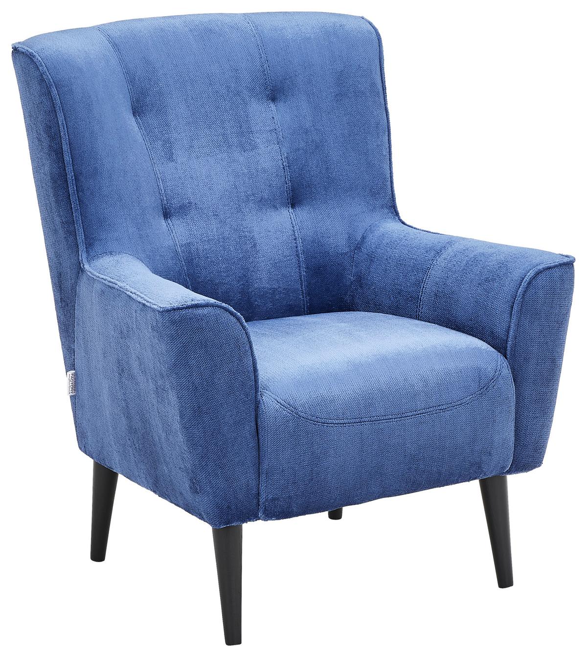 Sessel Meggy, Blau B: 77 cm - Blau/Schwarz, Design, Textil (77/93/80cm) - MID.YOU