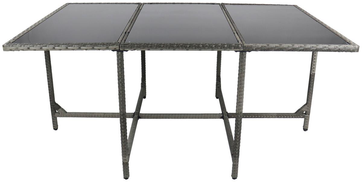 Gartentisch Klappbar Raloso Metall/Kunststoff/Glas L 170cm - Grau, MODERN, Glas/Kunststoff (170/110/72cm) - Ambia Garden