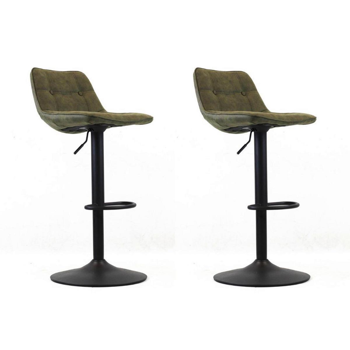 Barhocker-Set Ezra Grün B: 47 cm - Schwarz/Grün, MODERN, Textil/Metall (47/87/45cm) - MID.YOU