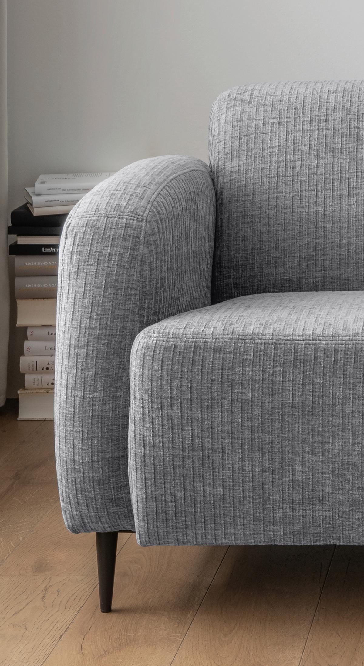 3-Sitzer-Sofa Marone Grau B: 180cm - Schwarz/Grau, MODERN, Textil (180/76/90cm) - Livetastic