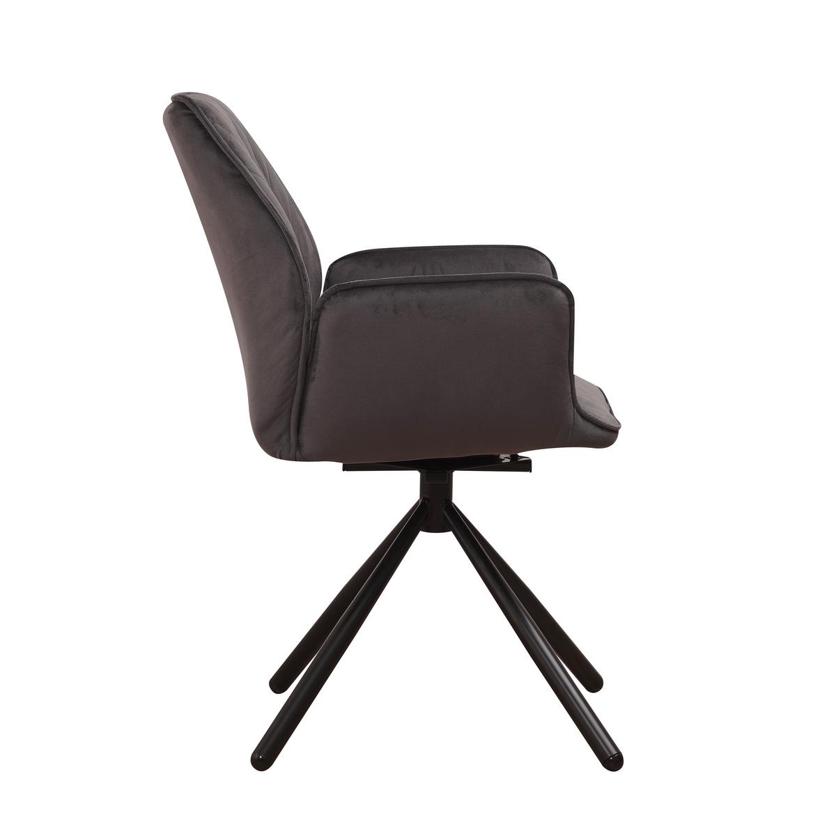 Armlehnstuhl-set Donny Anthrazit B: 57,5 Cm - Anthrazit/Schwarz, MODERN, Textil/Metall (57,5/92/52cm) - MID.YOU