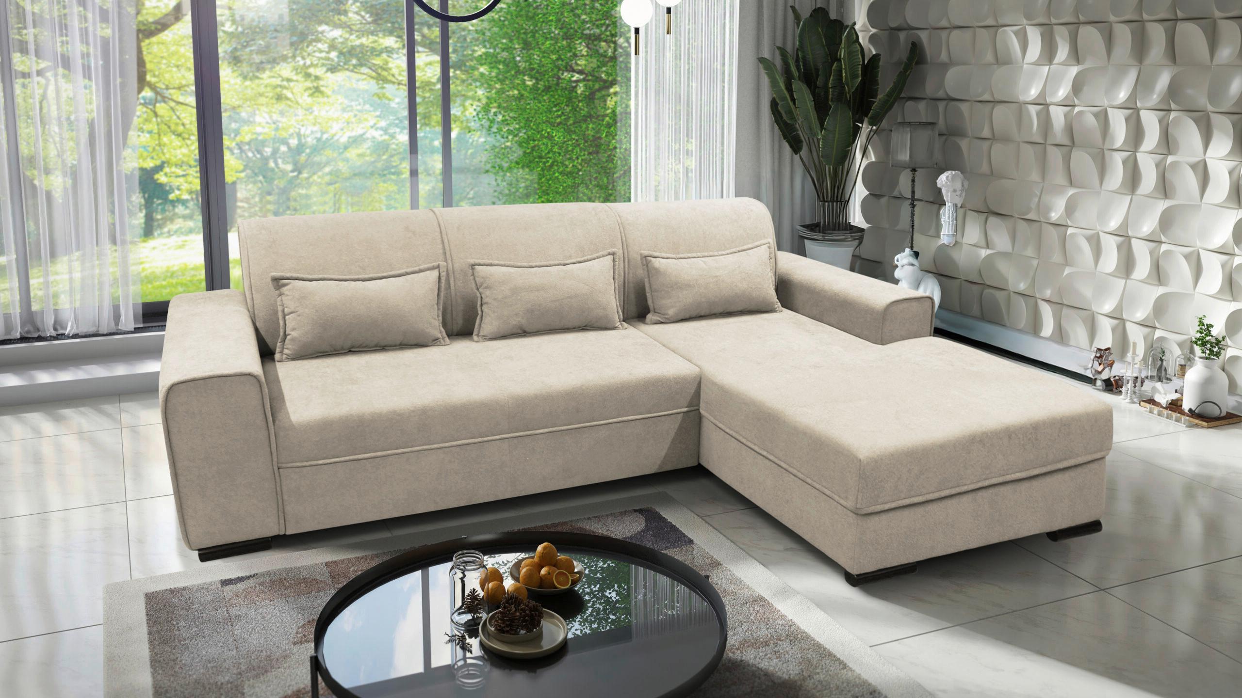 Ecksofa Classic Beige 270x175 cm - Beige/Schwarz, Design, Textil (270/175cm) - MID.YOU