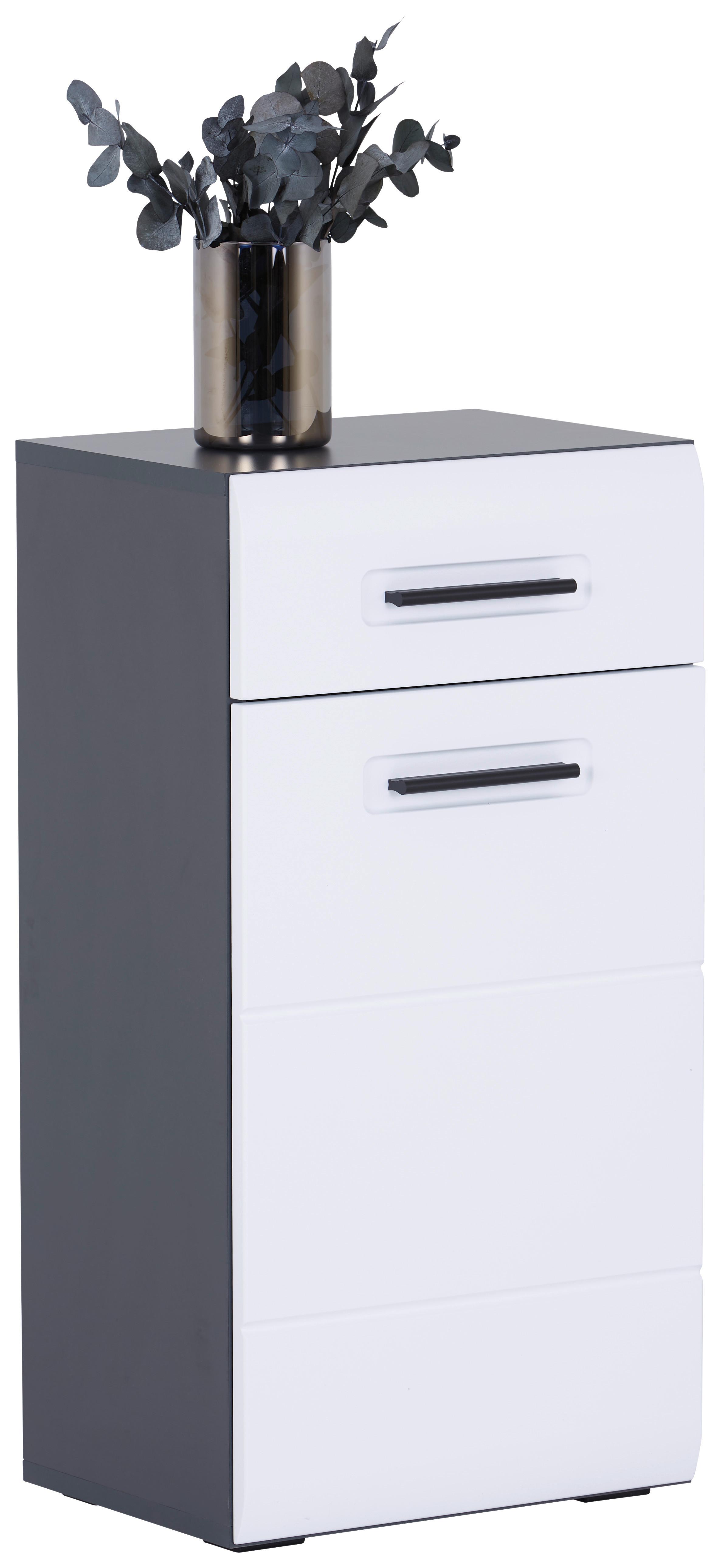 Badezimmer Unterschrank Pearl New Snol 112 BxH 40x77,4 cm - Anthrazit/Weiß, KONVENTIONELL, Holzwerkstoff (40/77,4/29,6cm)