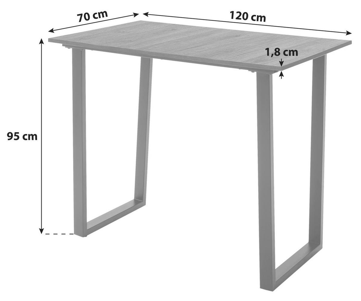 Esstisch La Serena 120x70 Cm Walnuss Dekor/schwarz - Walnussfarben/Schwarz, MODERN, Holzwerkstoff/Metall (120/95/70cm) - MID.YOU