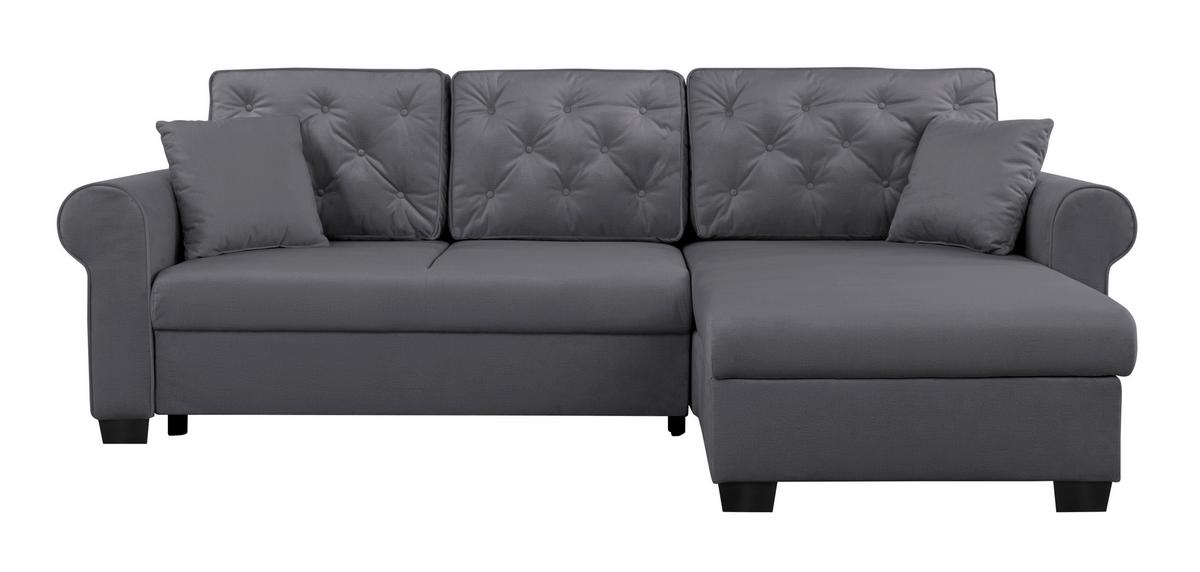 Ecksofa Arles Dunkelgrau 23. S: 266x161 Cm - Dunkelgrau/Buchefarben, Design, Textil (266/161cm) - MID.YOU