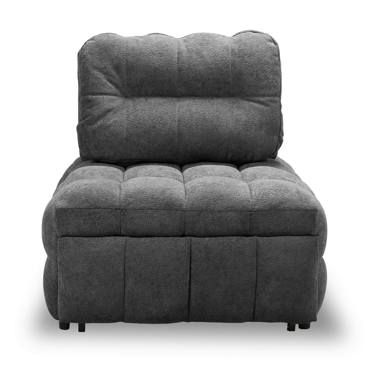 Rozkládací křeslo LIARA, tmavě šedá - černá/tmavě šedá, Moderní, kov/dřevo (88/87/110cm) - Bessagi Home