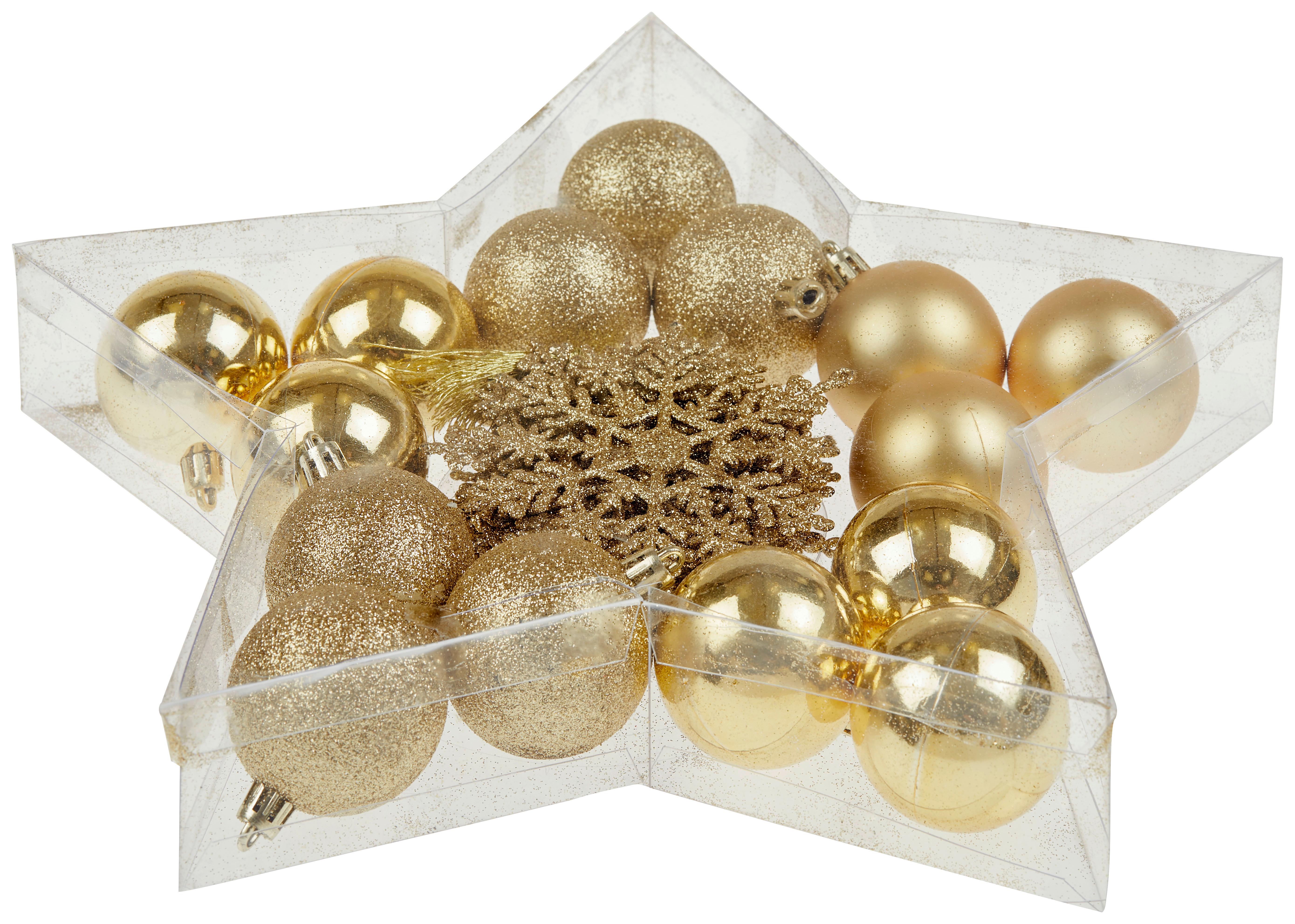 Christbaumkugel-Set Daan - Goldfarben, KONVENTIONELL, Kunststoff (5/8cm) - Ondega