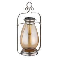 Solarleuchte 3000k - Silberfarben/Schwarz, Design, Glas/Kunststoff (17/15/36,5cm) - Globo