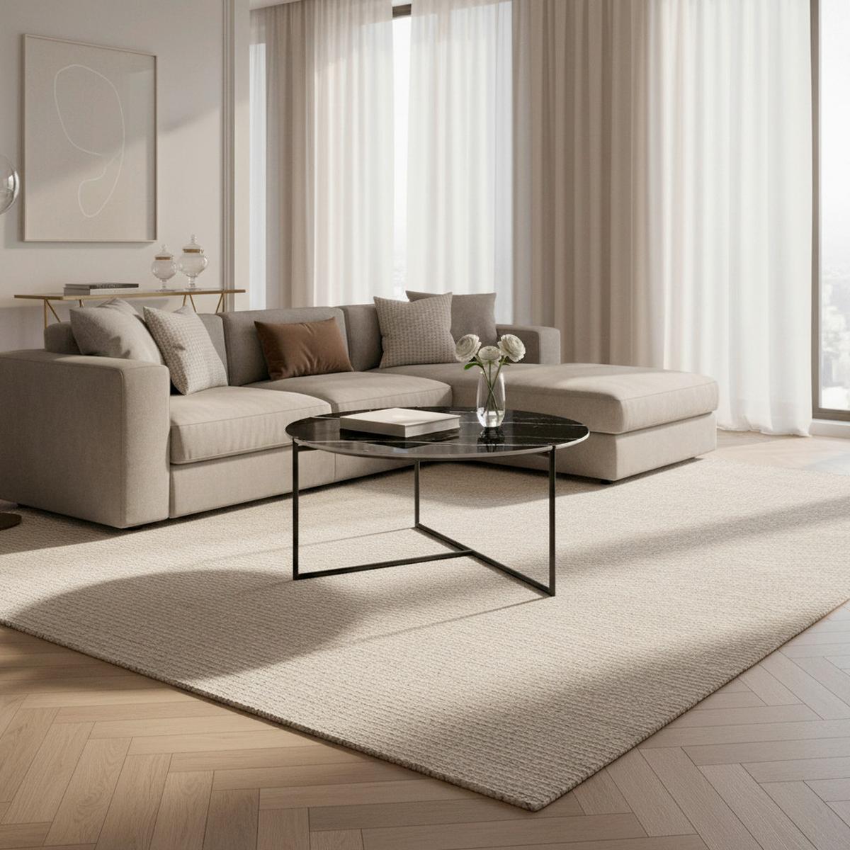 Konferenční stolek NILA - bílá/černá, Moderní, kov/kámen (79,5/79,5/39cm) - Bessagi Home