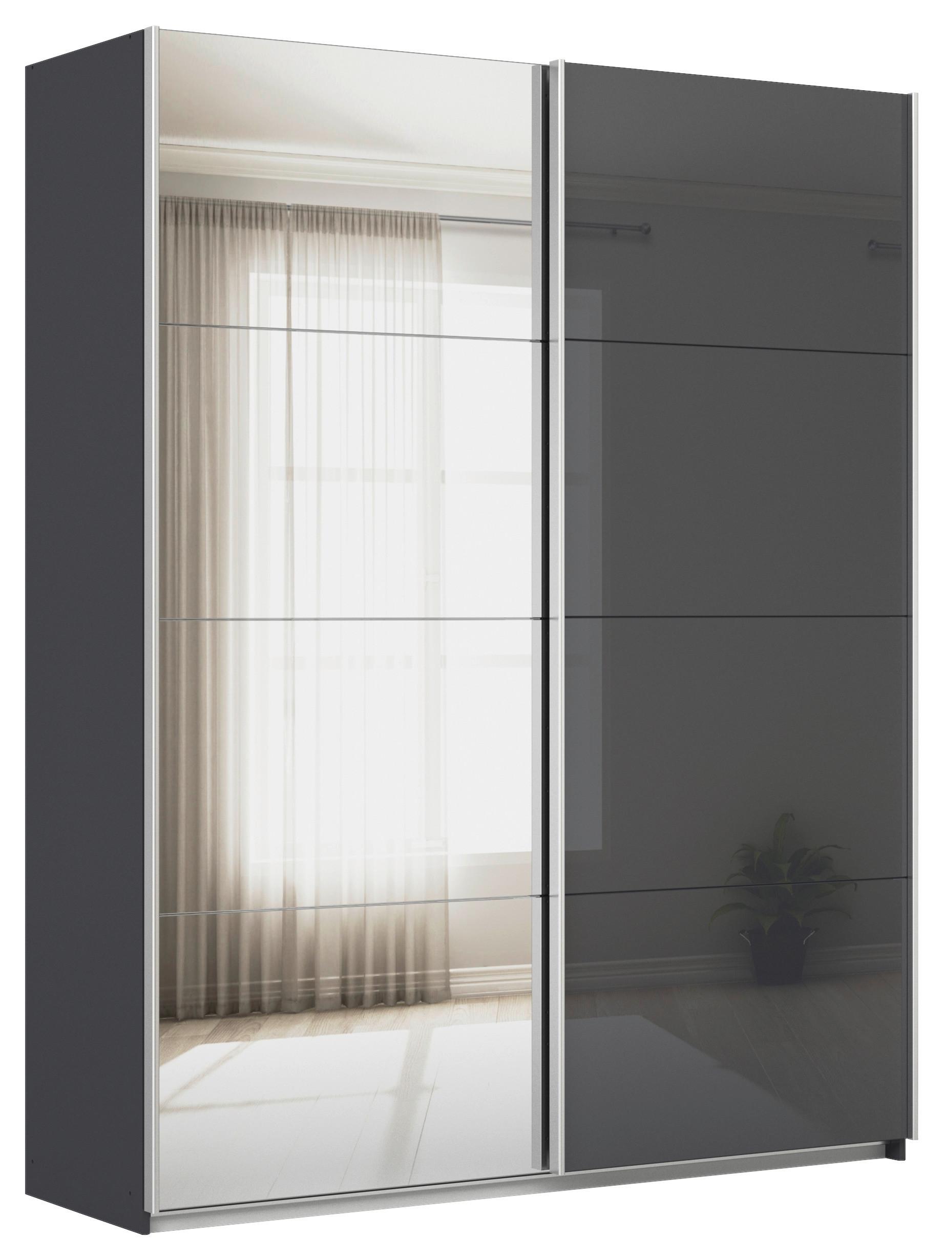 Schwebetürenschrank Feldkirch 181 Maxihöhe - Anthrazit/Silberfarben, MODERN, Glas/Holzwerkstoff (181/229/62cm)
