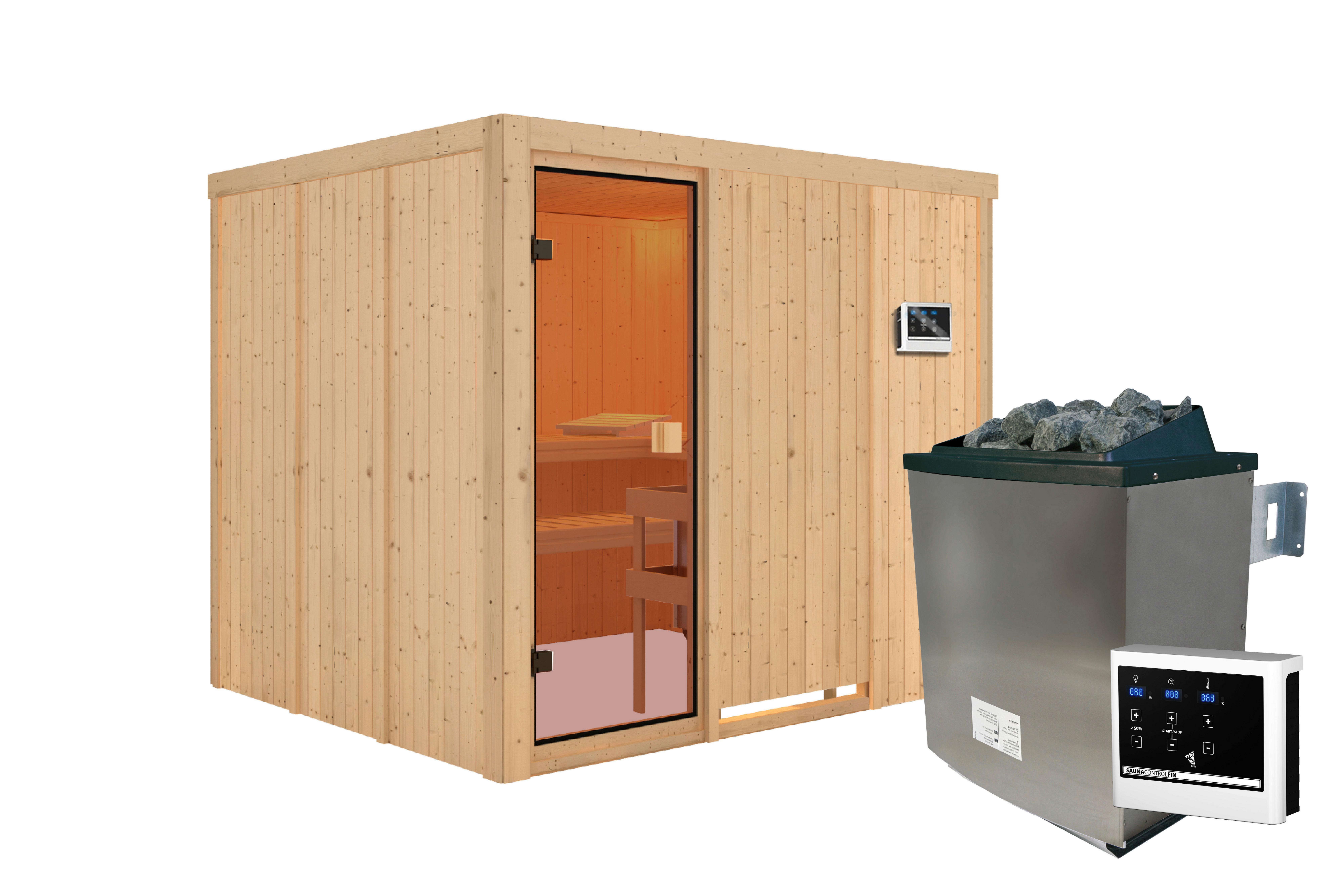 Sauna Bron Front 231/198/196 Cm - Fichtefarben, Basics, Holz (231/198/196cm)