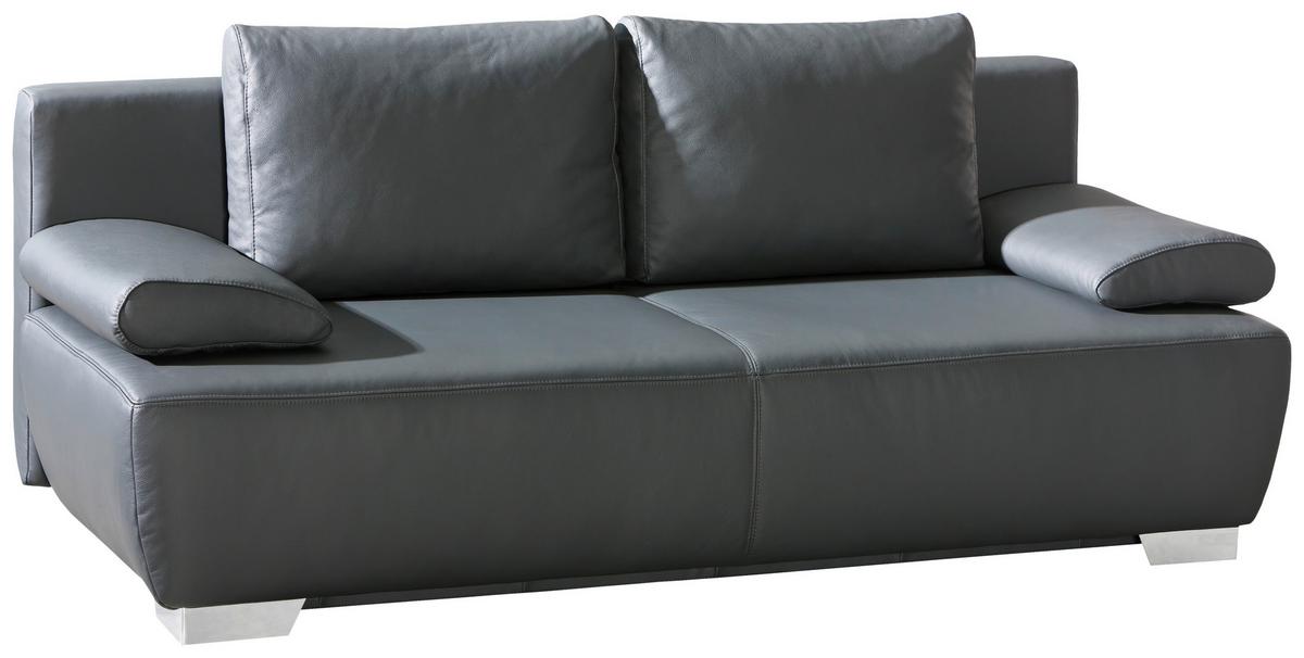 2-sitzer-sofa Mit Schlaffunkt. + Nikita Anthrazit Leder - Chromfarben/Anthrazit, KONVENTIONELL, Leder (195/85/90cm) - Livetastic