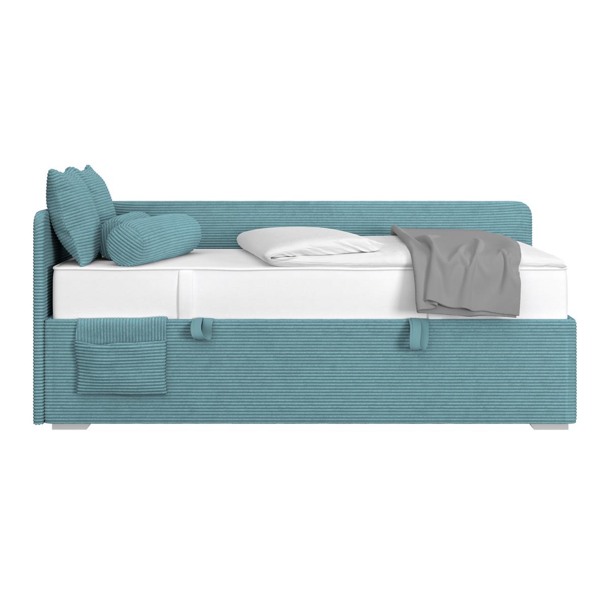 Kárpitozott Ágy Remi 90/200cm - kék/ezüstszínű, Modern, textil/fa (90/200cm)