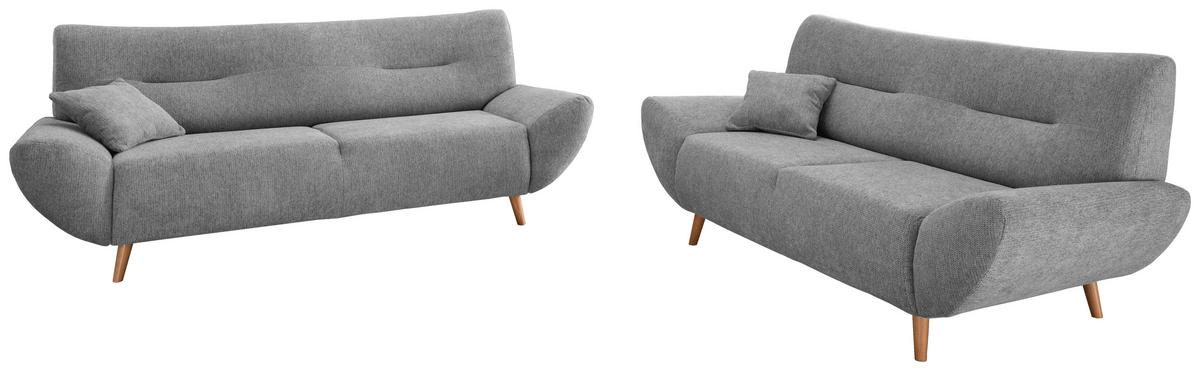 3-Sitzer-Sofa Drago Silberfarben S: 205/90 cm - Wildeiche/Silberfarben, MODERN, Holz/Textil (205/81/90cm) - MID.YOU