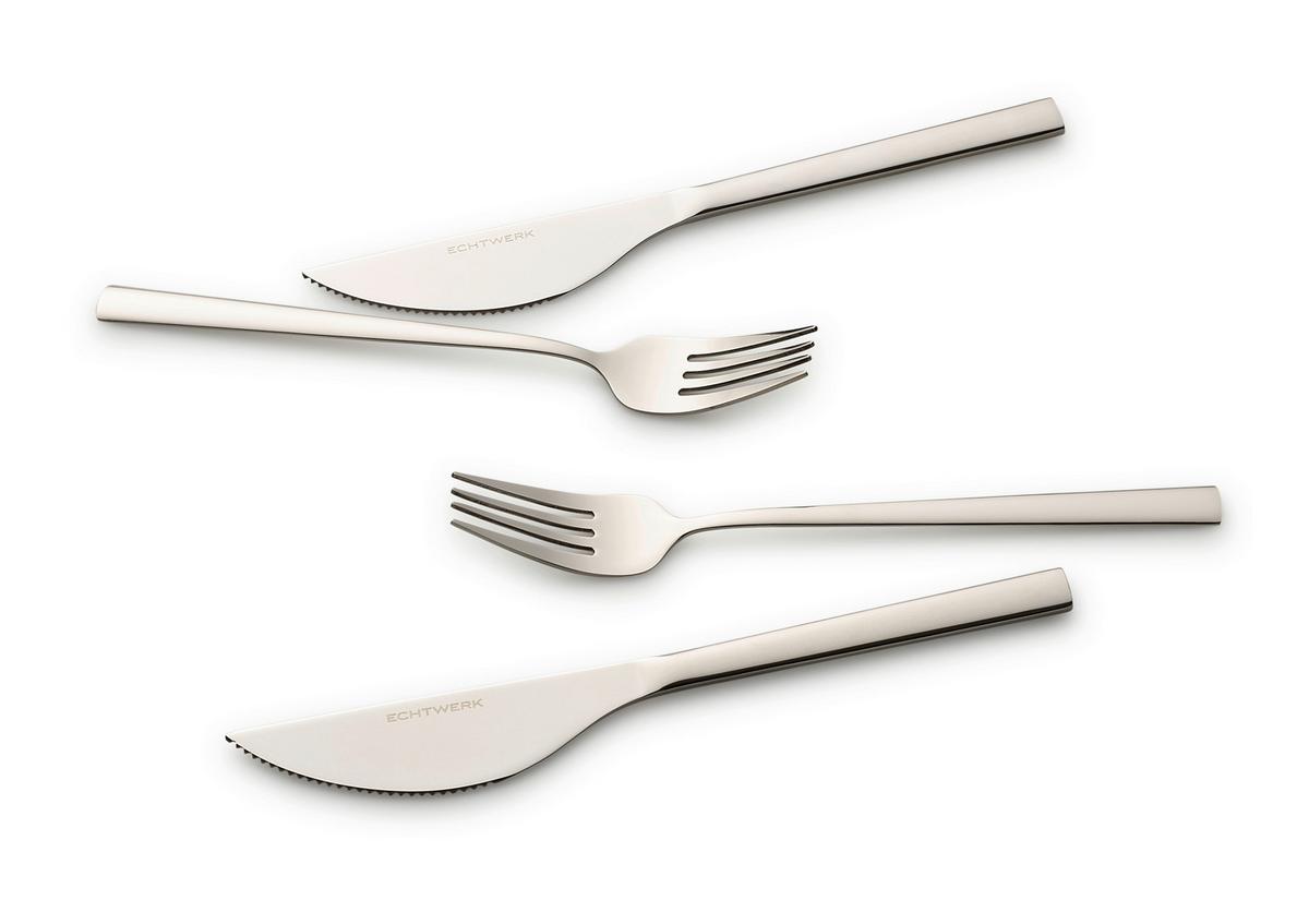Pizzabesteckset 4-teilig Für 2 Personen - Silberfarben, Basics, Metall (23cm) - Echtwerk