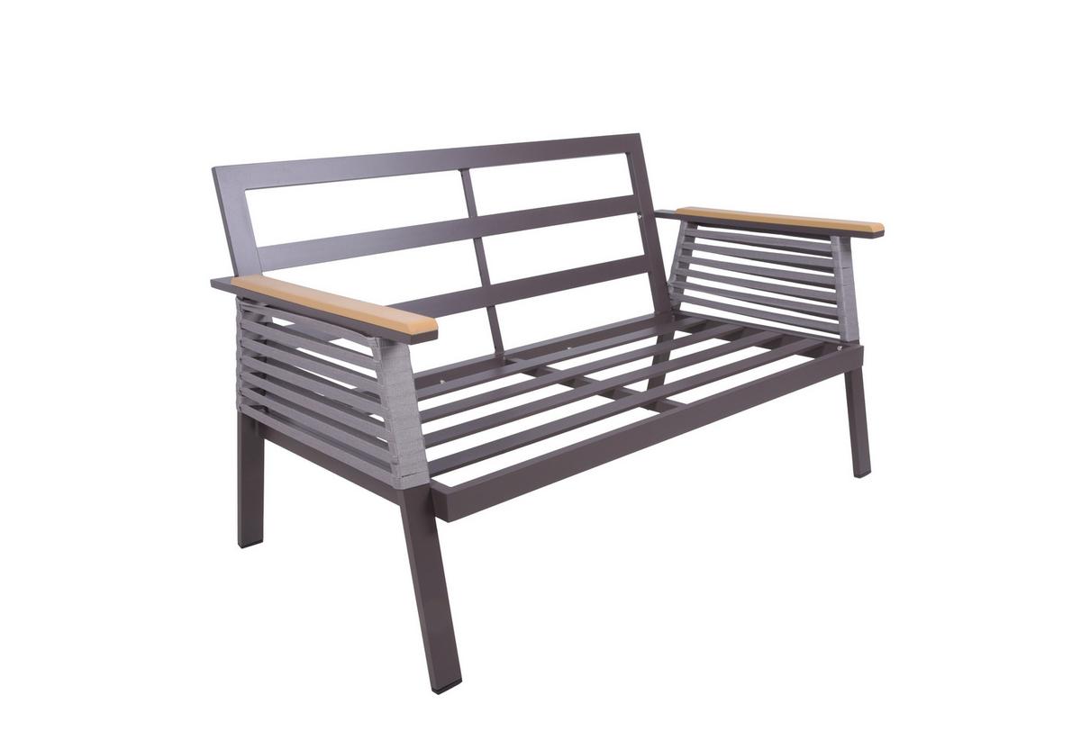 Loungegarnitur Denia - Dunkelbraun/Naturfarben, Basics, Kunststoff/Textil (152/91/250cm) - Gardenson