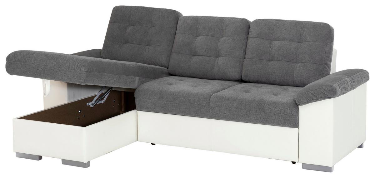 Eckschlafsofa Australia Creme/dunkelgrau S: 148x232 Cm - Dunkelgrau/Creme, MODERN, Textil (148/232cm) - MID.YOU