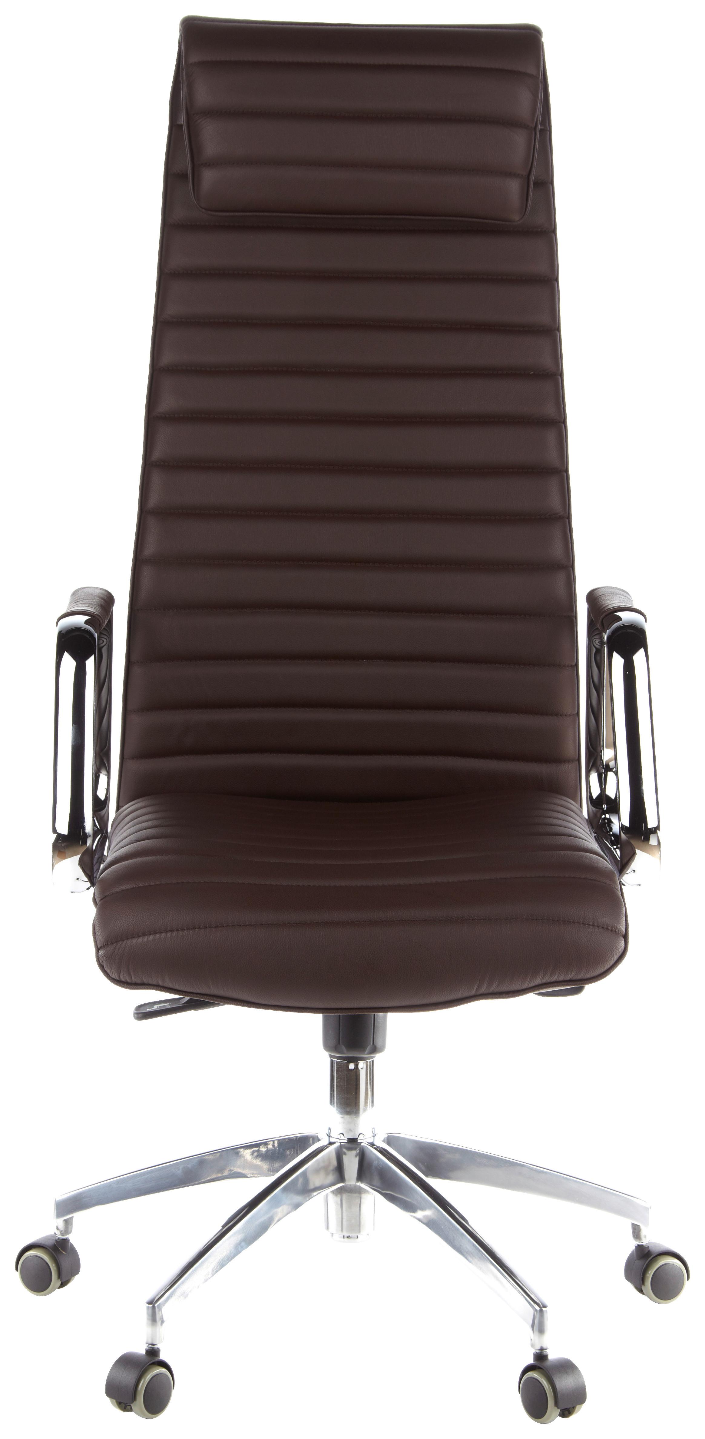 Drehstuhl Aspera 20 Dunkelbraun - Dunkelbraun/Silberfarben, MODERN, Leder/Kunststoff (59/139/50cm) - MID.YOU