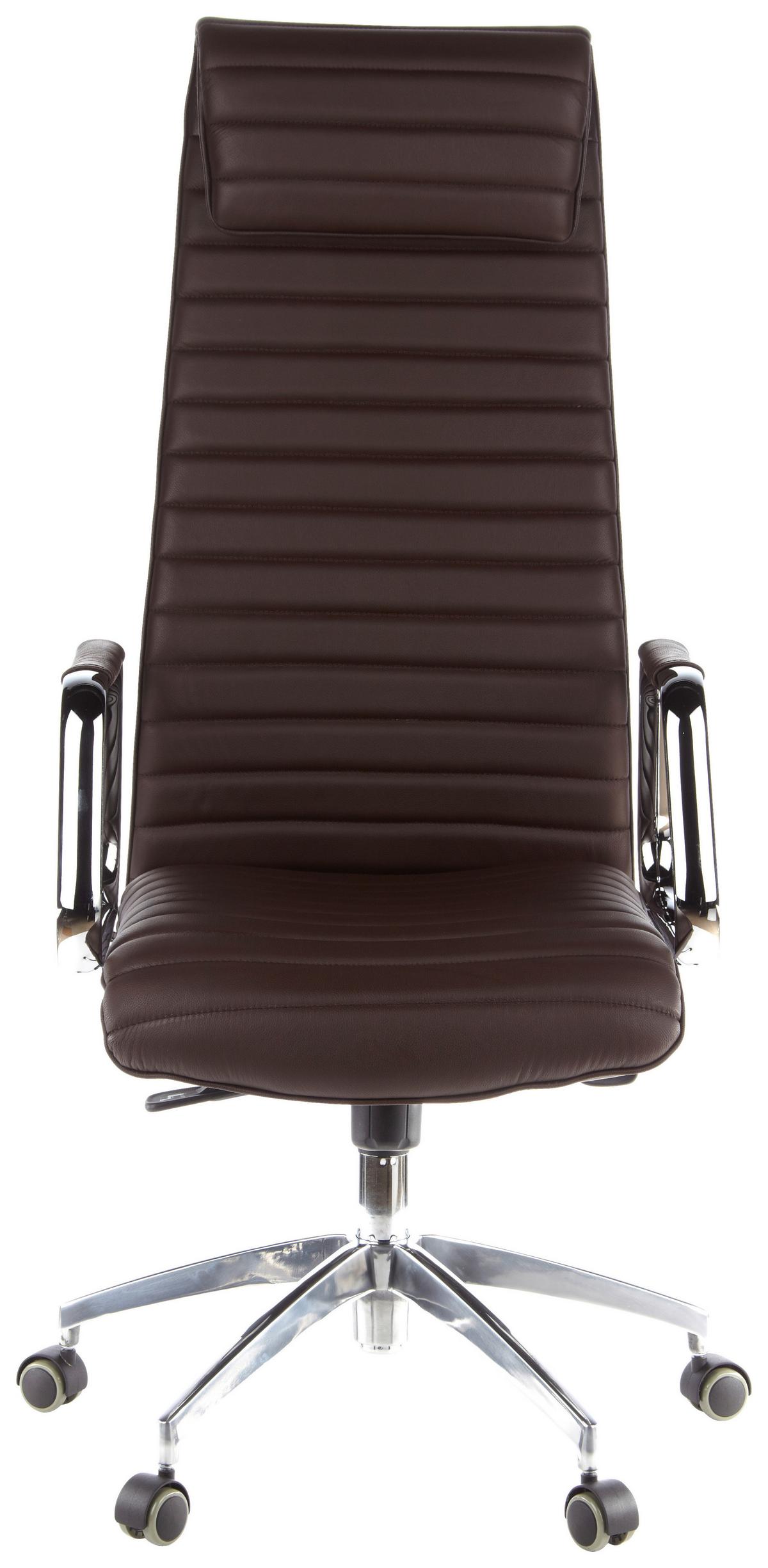 Drehstuhl Aspera 20 Dunkelbraun - Dunkelbraun/Silberfarben, MODERN, Leder/Kunststoff (59/139/50cm) - MID.YOU