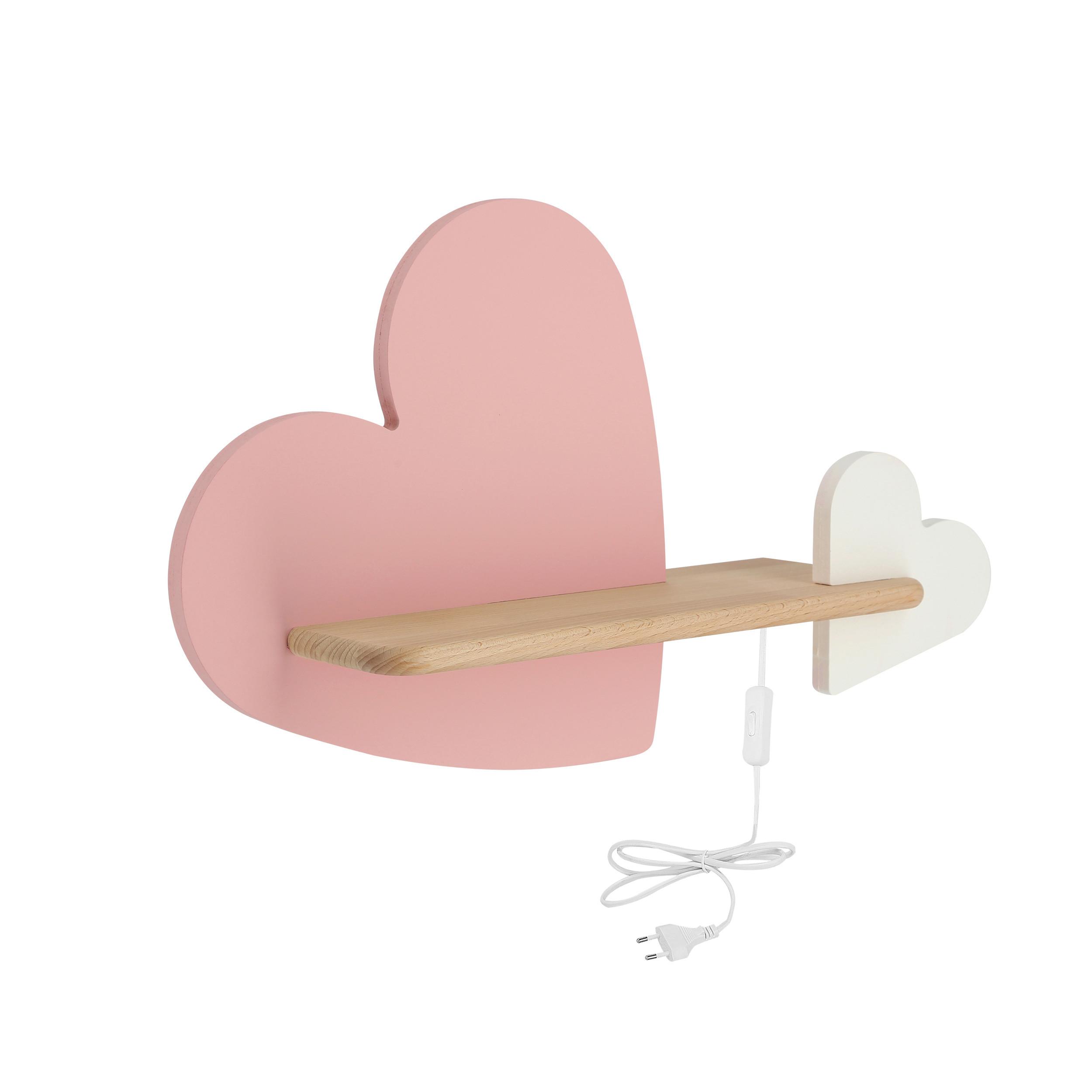 Kinderwandleuchte Heart - Pink/Weiß, Basics, Holz/Holzwerkstoff (43/12/26cm)