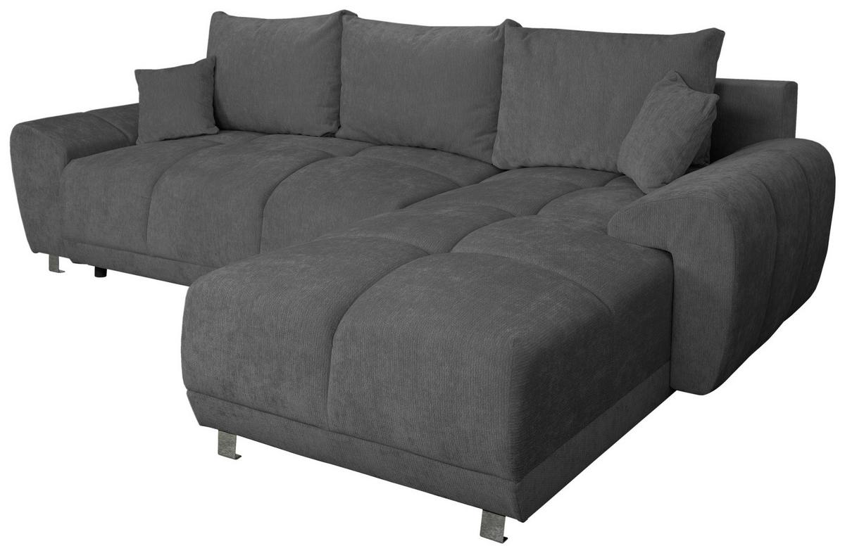 ECKSCHLAFSOFA Ramon, Graphitfarben S: 296x182 cm - Chromfarben/Beige, Trend, Textil (296/182cm)