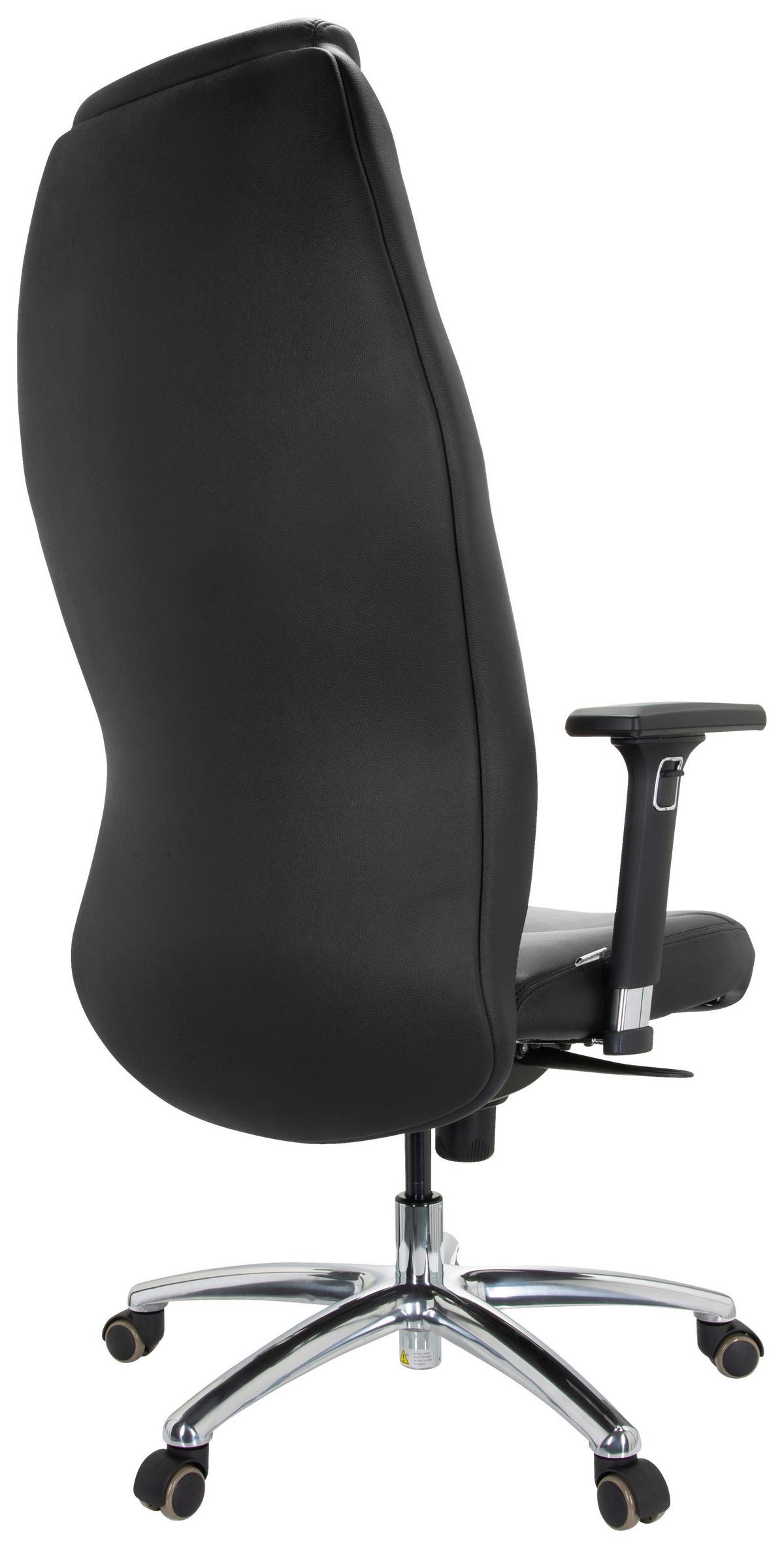 Chefsessel Ferrara Schwarz Bis 220 Kg - Silberfarben/Schwarz, Basics, Leder/Kunststoff (70/126/70cm) - MID.YOU