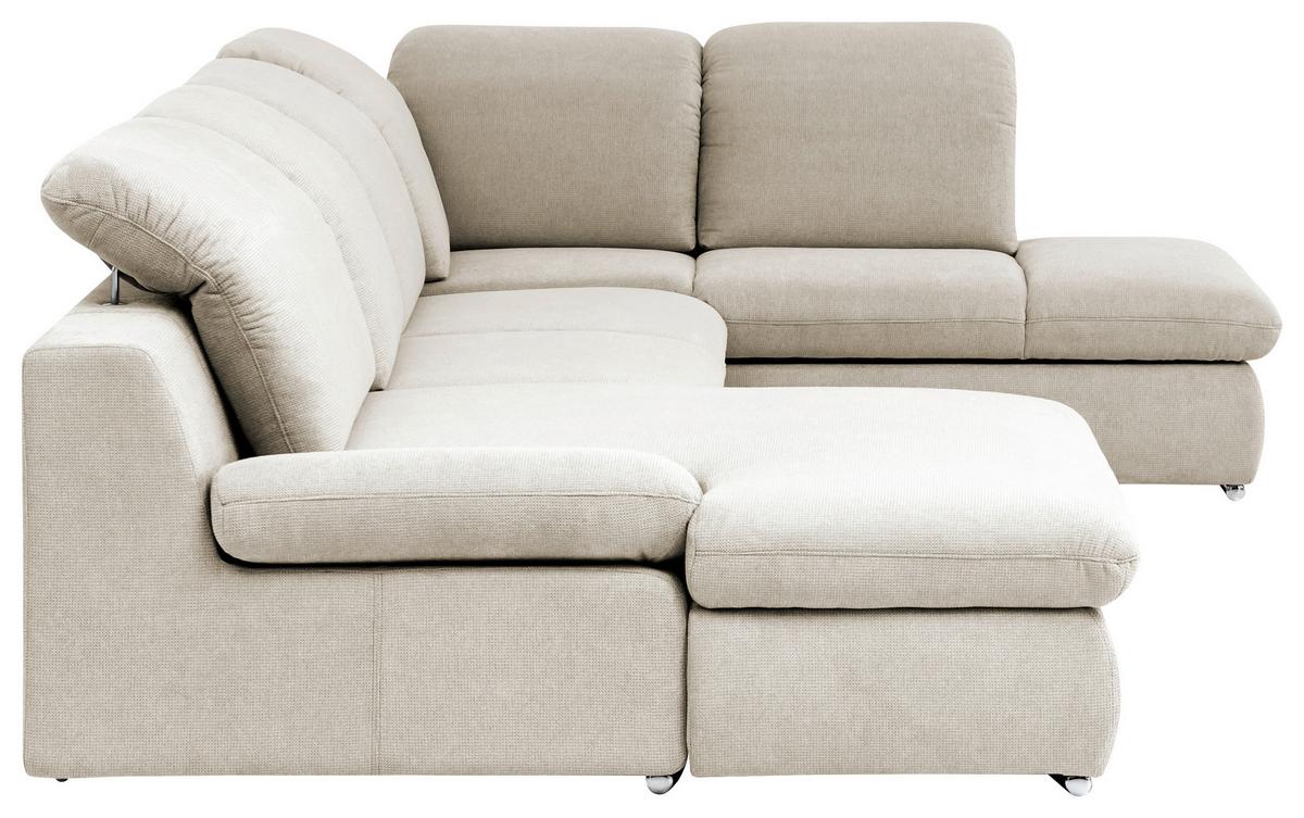 Wohnlandschaft Isona Creme Chenille - Chromfarben/Creme, Design, Textil (165/353/212cm) - Livetastic