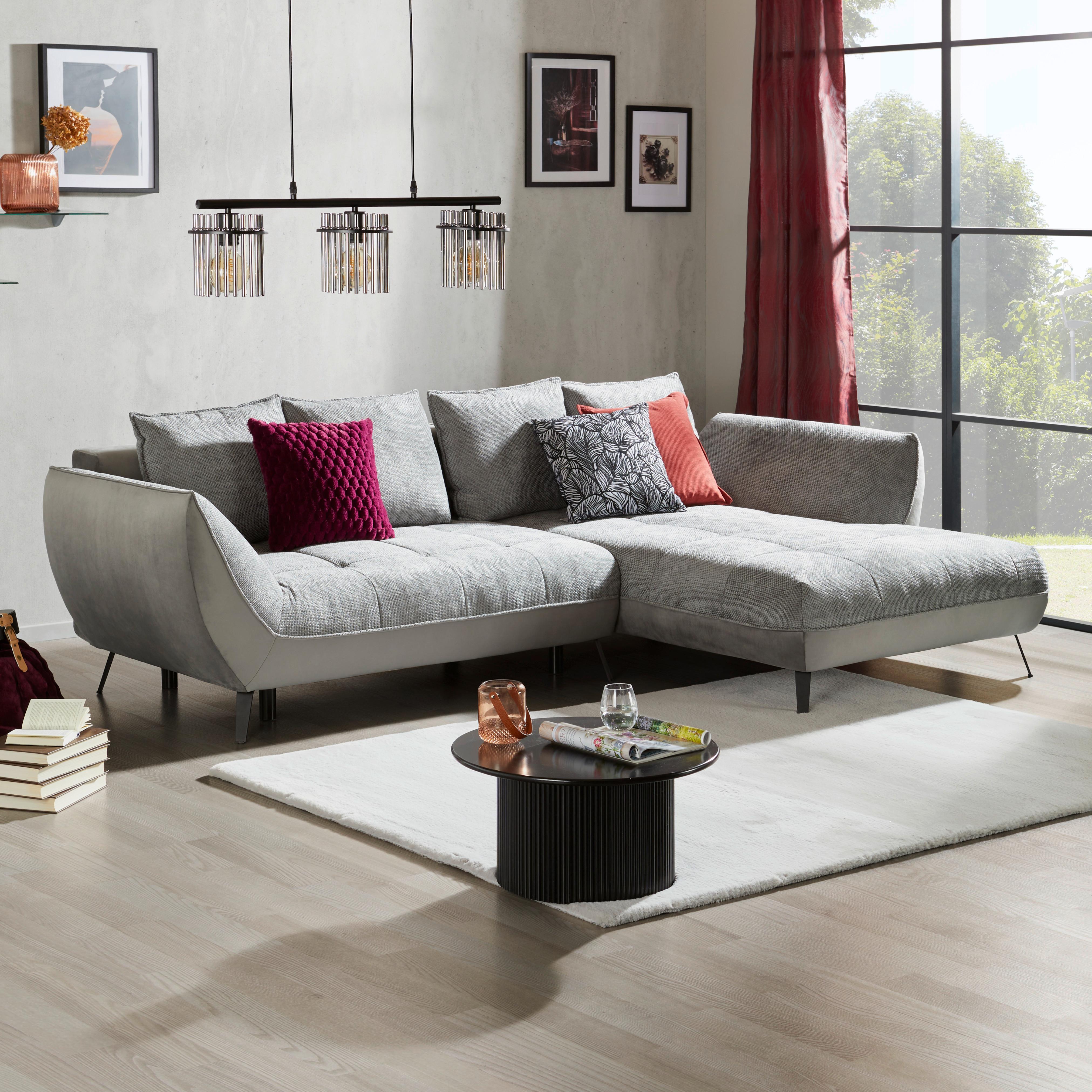 Ecksofa Midway - Schwarz/Grau, MODERN, Holz/Holzwerkstoff (282/187cm)
