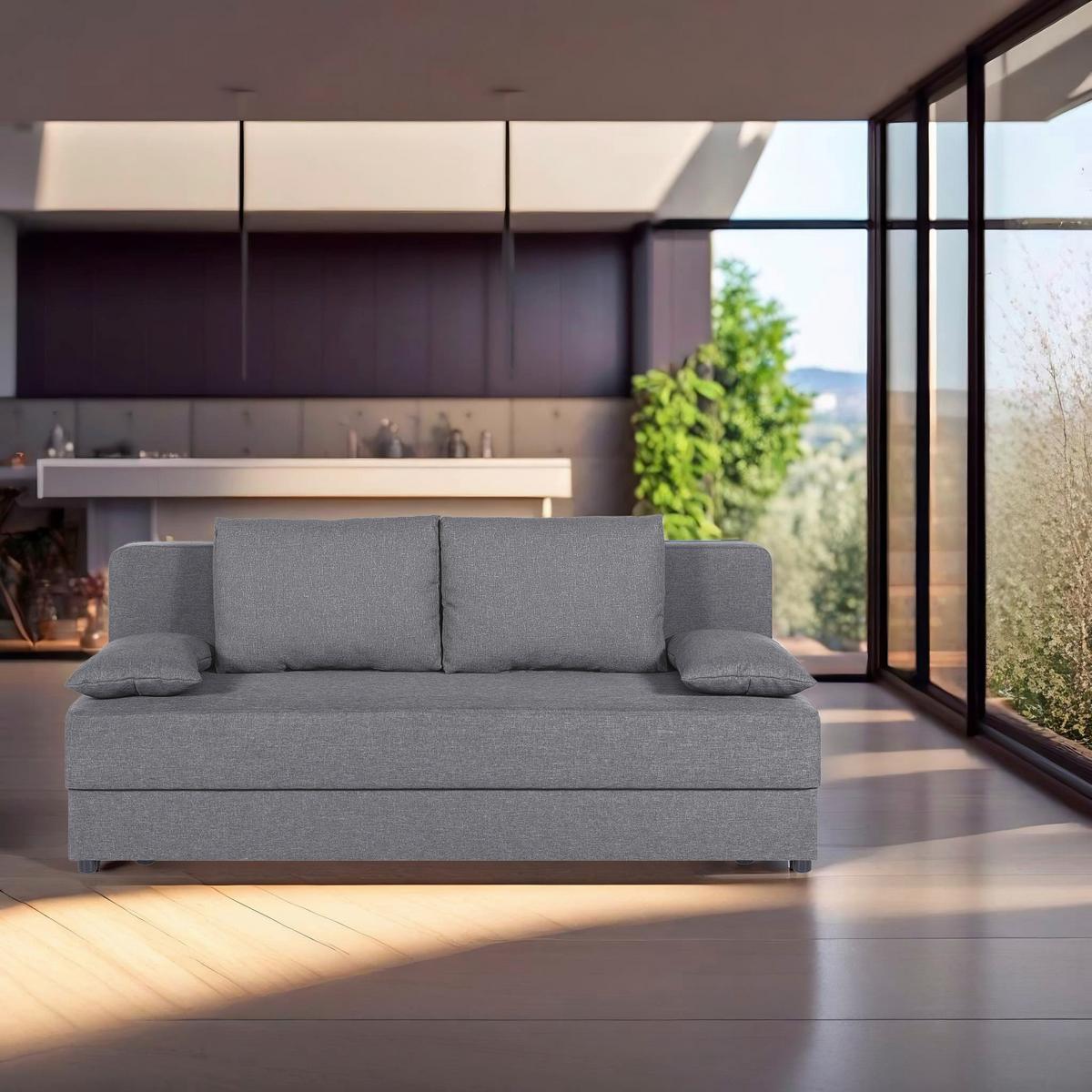 2-Sitzer-Sofa Nele Mit Schlaffunktion Silberfarben - Silberfarben, Design, Holzwerkstoff/Textil (193/82/80cm) - P & B