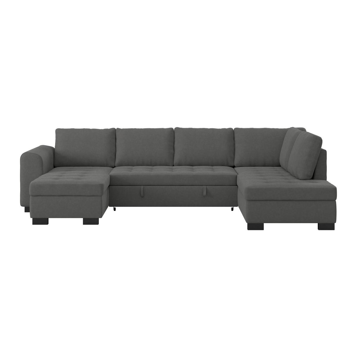 Sedací souprava U MALTE, šedá - šedá/černá, Moderní, textil/plast (155/305/178cm) - Based