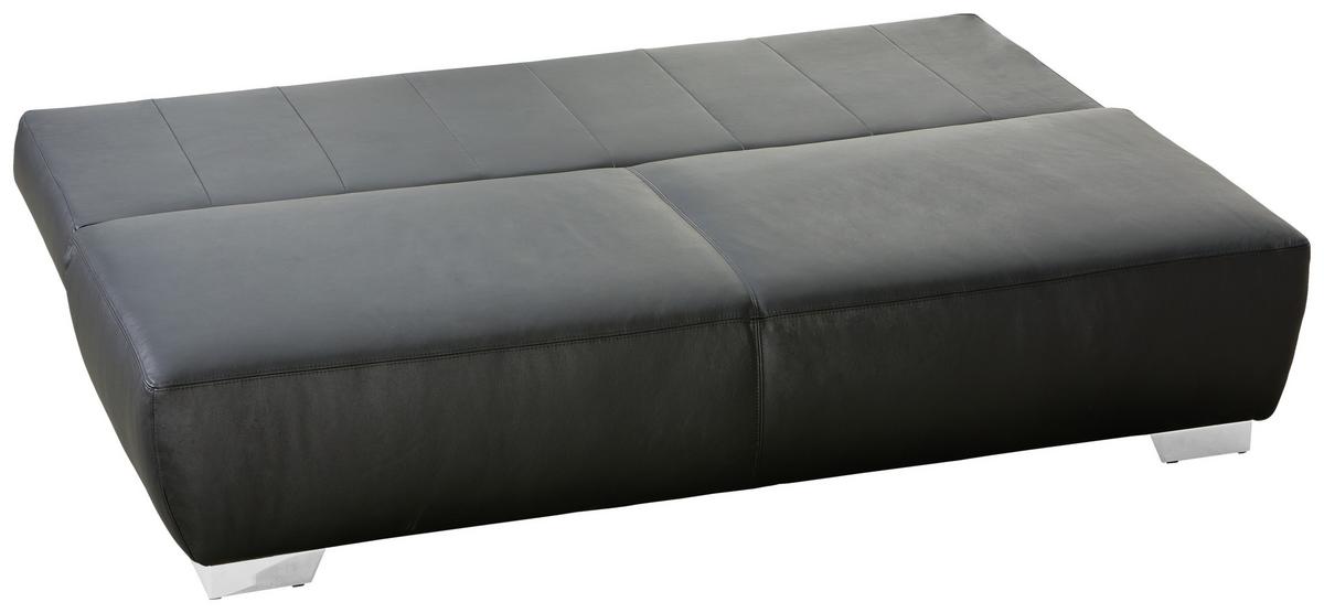 2-sitzer-sofa Mit Schlaffunkt. + Bk. Nikita Schwarz Leder - Chromfarben/Schwarz, KONVENTIONELL, Leder (195/85/90cm) - Livetastic