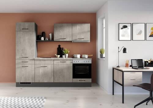 Küchenblock Ip120 Grau B: 240 Cm - Graphitfarben/Grau, Trend, Holzwerkstoff (240cm) - Impuls