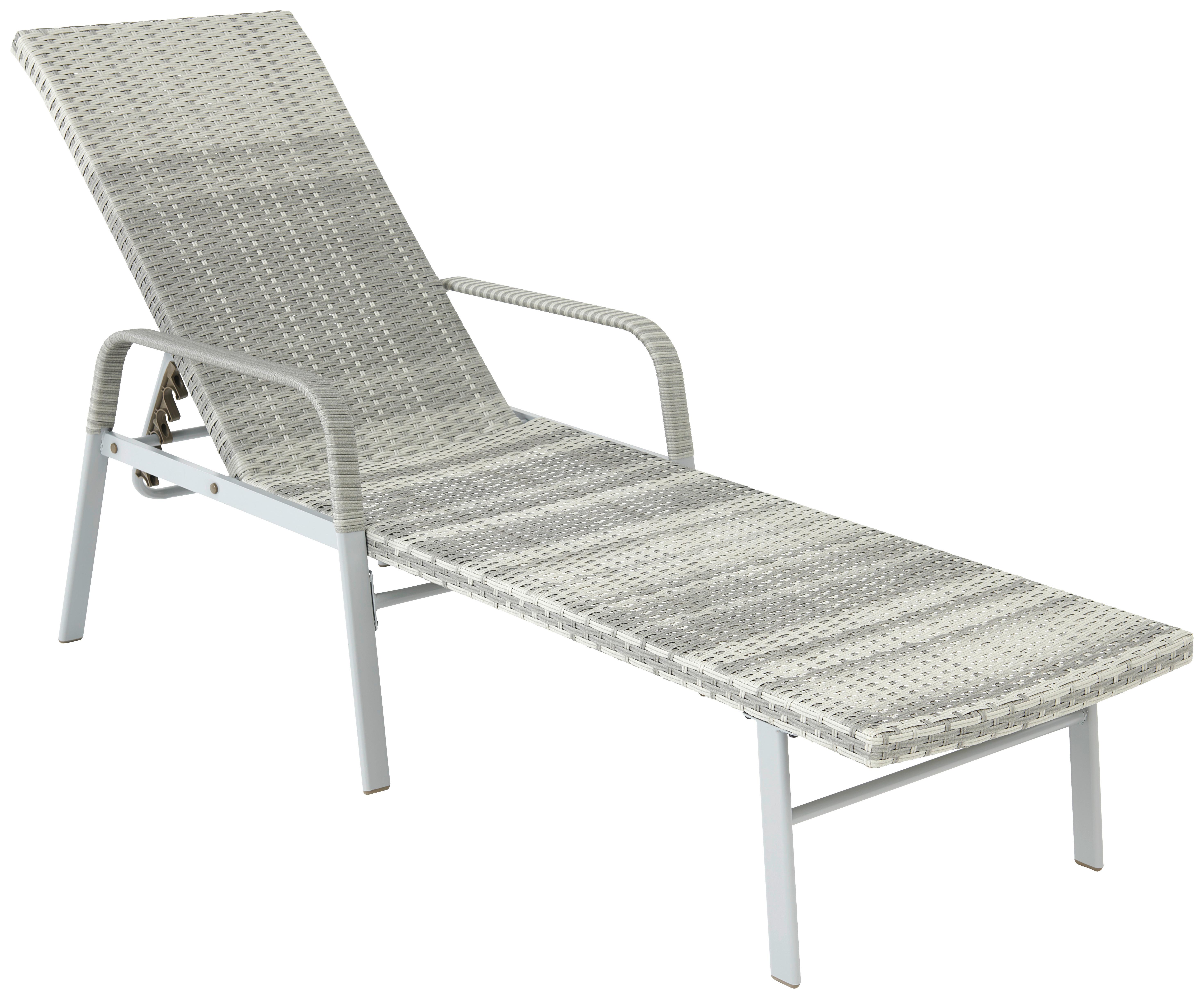 Sonnenliege Maja Aus Polyrattan, Verstellbar - Grau, MODERN, Kunststoff/Metall (64.5/52/202cm) - Luca Bessoni