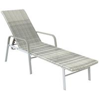 Sonnenliege Maja Aus Polyrattan, Verstellbar - Grau, MODERN, Kunststoff/Metall (64.5/52/202cm) - Luca Bessoni