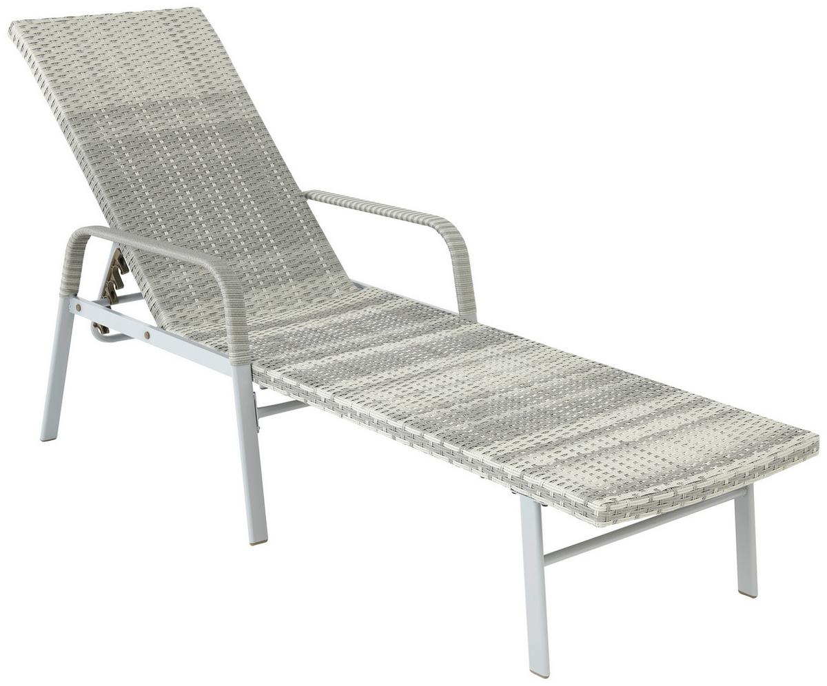 Sonnenliege Maja Aus Polyrattan, Verstellbar - Grau, MODERN, Kunststoff/Metall (64.5/52/202cm) - Luca Bessoni