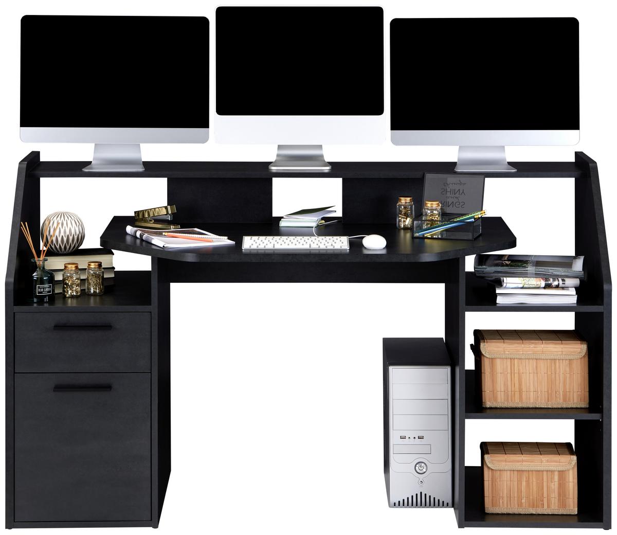 HERNÍ STŮL ENTER - černá/barvy grafitu, Moderní, kompozitní dřevo/plast (160/95,7/71,5cm)