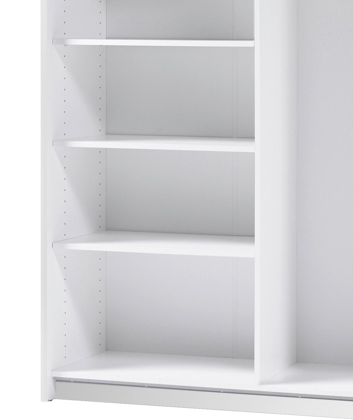 Schwebetürenschrank Mit Spiegel 125cm Fast, Weiß - Silberfarben/Weiß, Basics, Glas (125/195,5/38cm) - P & B