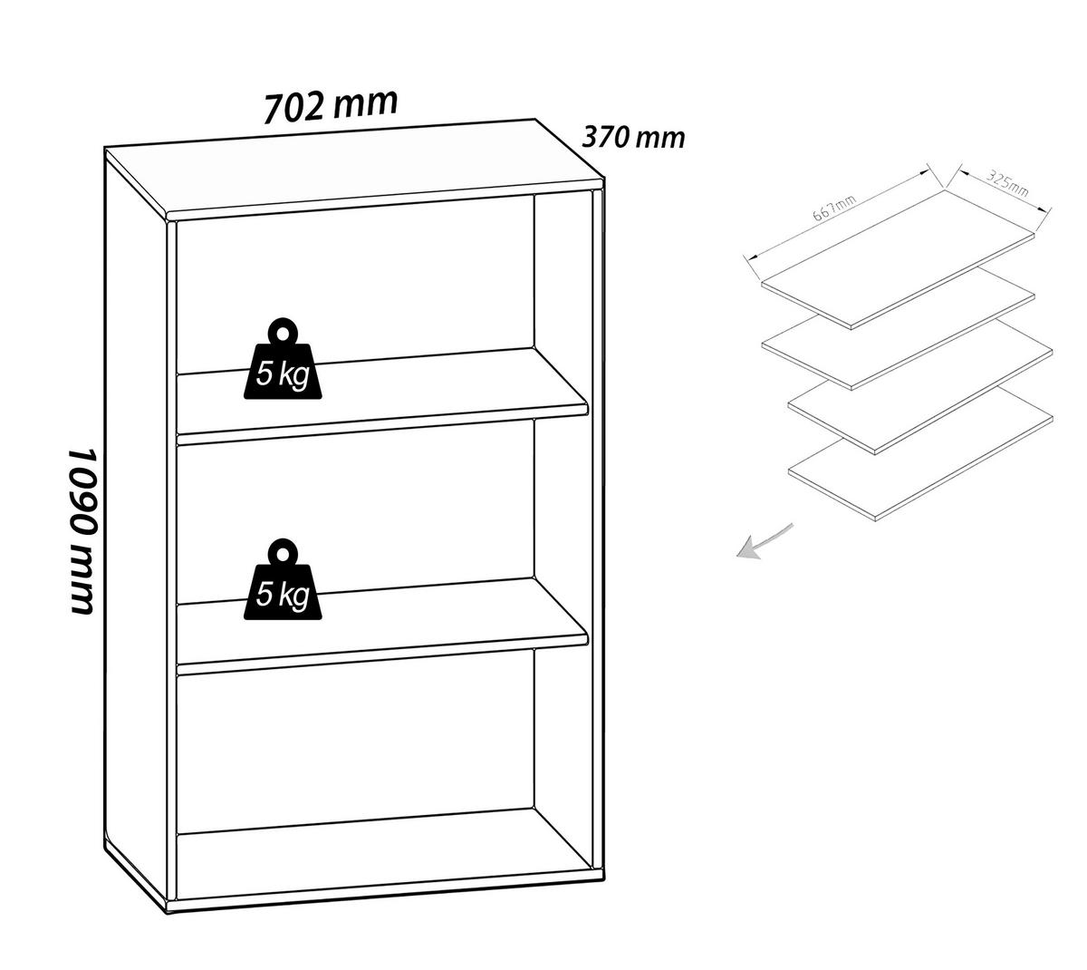 Schuhschrank Lona Weiß Honigeiche Dekor - Honigeiche/Schwarz, Design, Holzwerkstoff (70/110/39cm) - MID.YOU