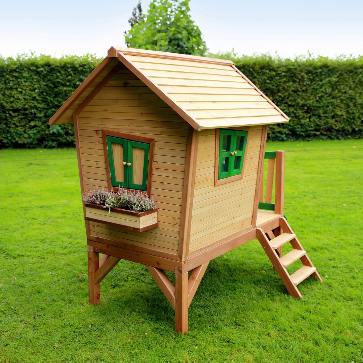 Spielhaus A030.045.80 - Braun/Grau, KONVENTIONELL, Holz/Kunststoff (264/203/177cm) - Ambia Garden