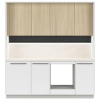 Kuchynská linka, š.210 cm vr.pasparty, dekorač.obkladu - čierna/sivá, Basics, kompozitné drevo/plast (210cm) - Visiona