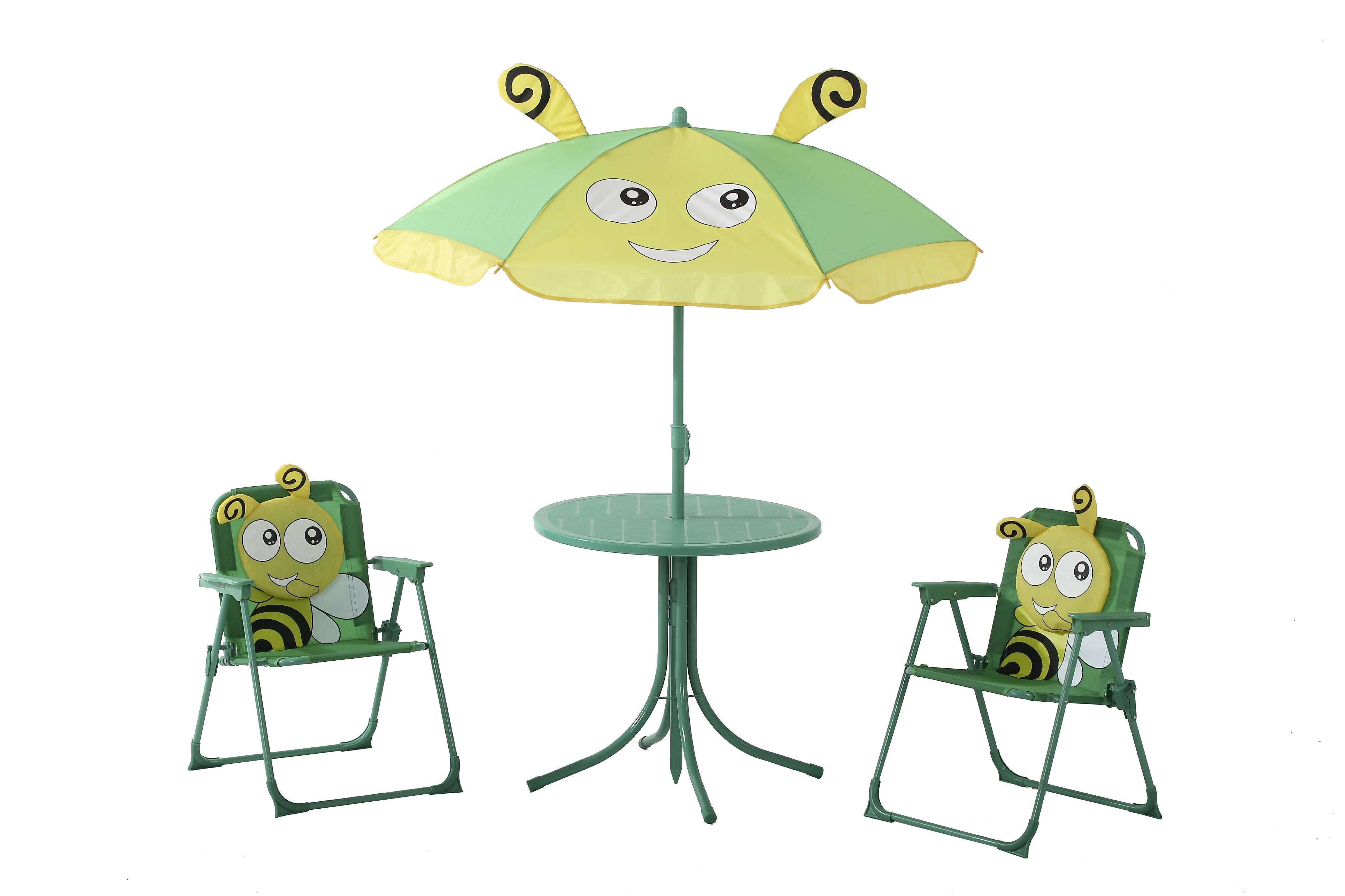 Kindersitzgruppe Bee Grün Stahl Mit Sonnenschirm - Grün, Basics, Metall