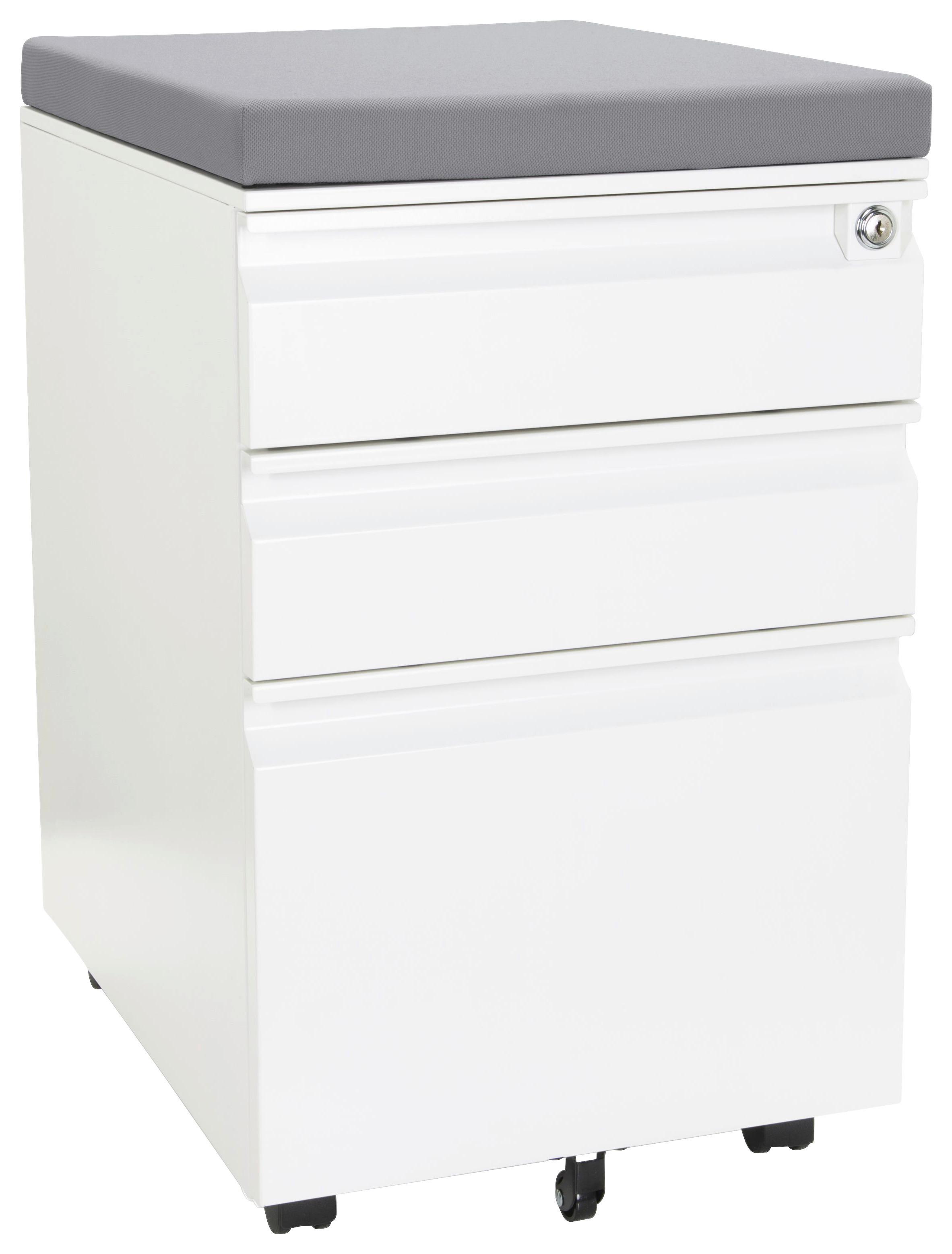 Rollcontainer Color Os Grau/weiß - Weiß/Grau, MODERN, Kunststoff/Metall (39/60/50cm) - MID.YOU