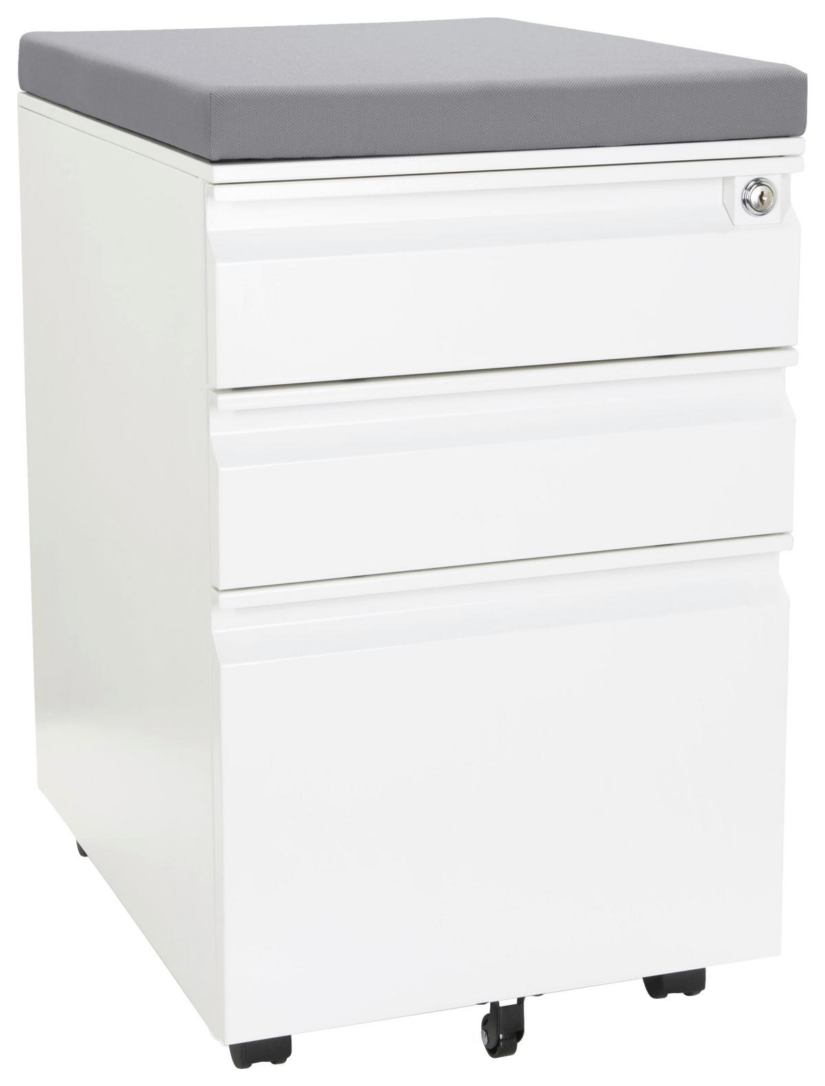 Rollcontainer Color Os Grau/weiß - Weiß/Grau, MODERN, Kunststoff/Metall (39/60/50cm) - MID.YOU