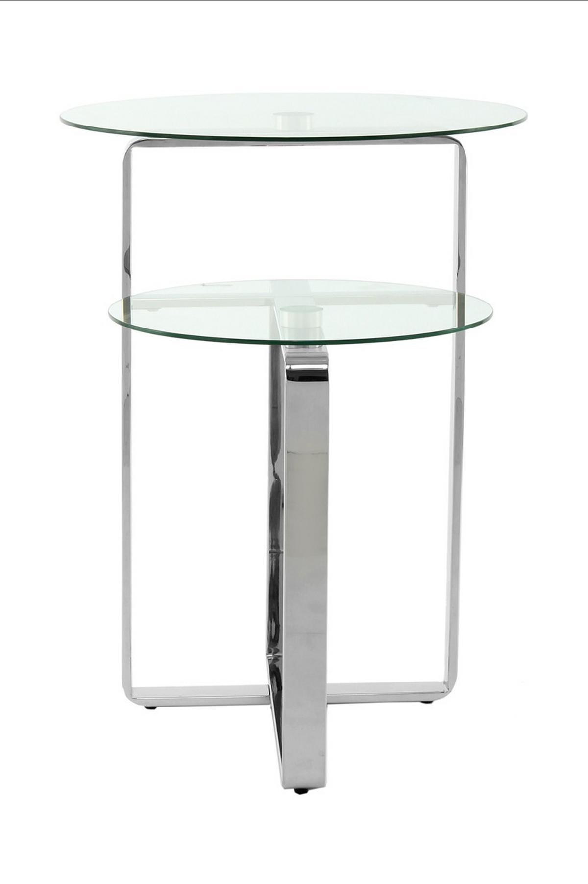Beistelltisch Harry Silberfarben B: 59 Cm - Silberfarben, Design, Glas/Metall (59/60/59cm) - Kayoom