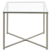 Beistelltisch mit Glasplatte Cross, Klar/Chrom - Chromfarben/Klar, Design, Glas/Metall (50/50/45cm) - MID.YOU