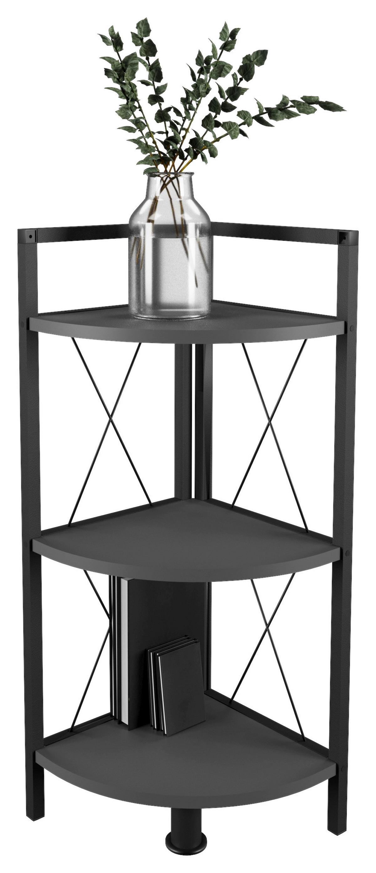 ROHOVÝ REGÁL INSASI 2 ECKREGAL - černá/antracitová, Design, kov/kompozitní dřevo (34/87/34cm) - MID.YOU