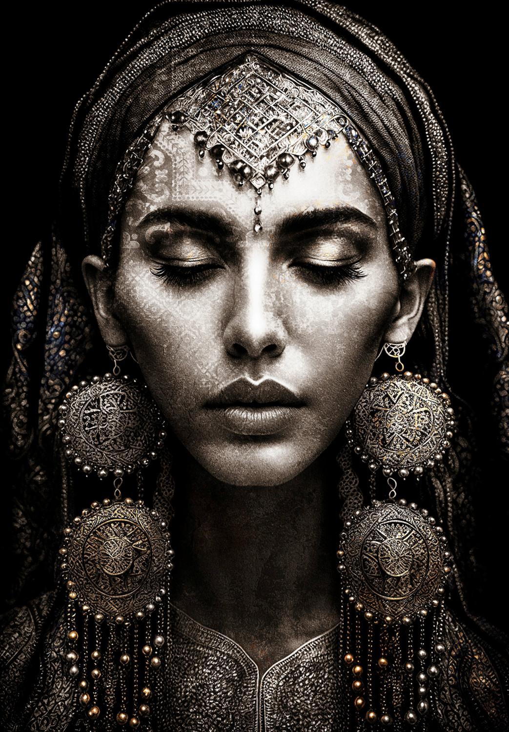 MALBA NA PLÁTNĚ SILVER - černá/barvy stříbra, kompozitní dřevo/textil (80/120cm) - Premium Living