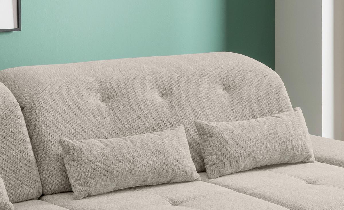 Ecksofa Dalida Beige S: 254x280 Cm - Chromfarben/Beige, Design, Textil (254/280cm) - Livetastic