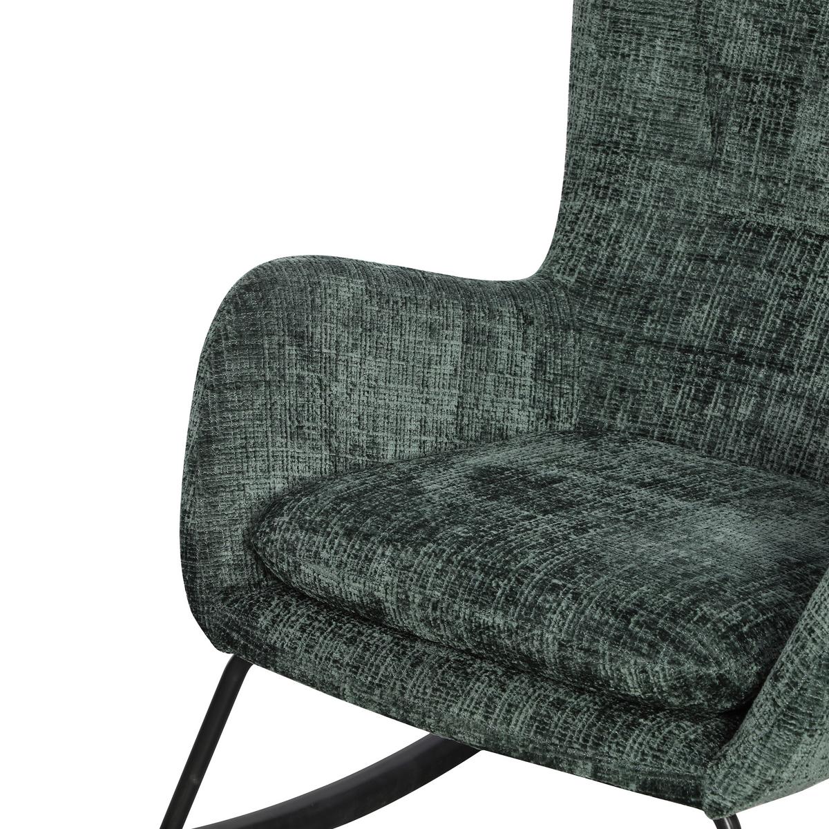 Schaukelstuhl Cremona Grün B: 71 Cm - Schwarz/Grün, MODERN, Holz/Textil (71/93/91cm) - Livetastic